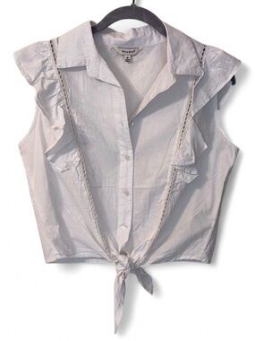White Sleeveless Button-Up Top